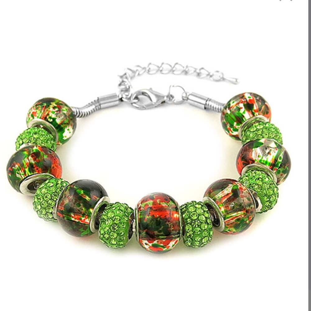 Murano Glass Beaded Bracelet w/ Swarovski Crystals